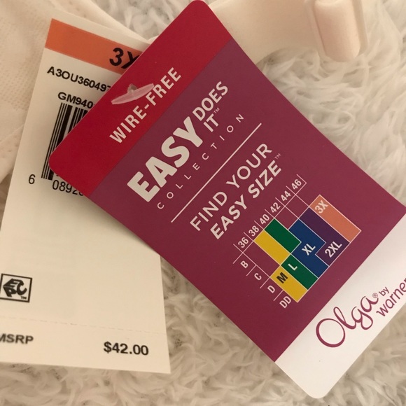 NWT Olga by Warner’s Easy Does It Wire-Free Seamless Bra, Cream, XXXL - Picture 4 of 5